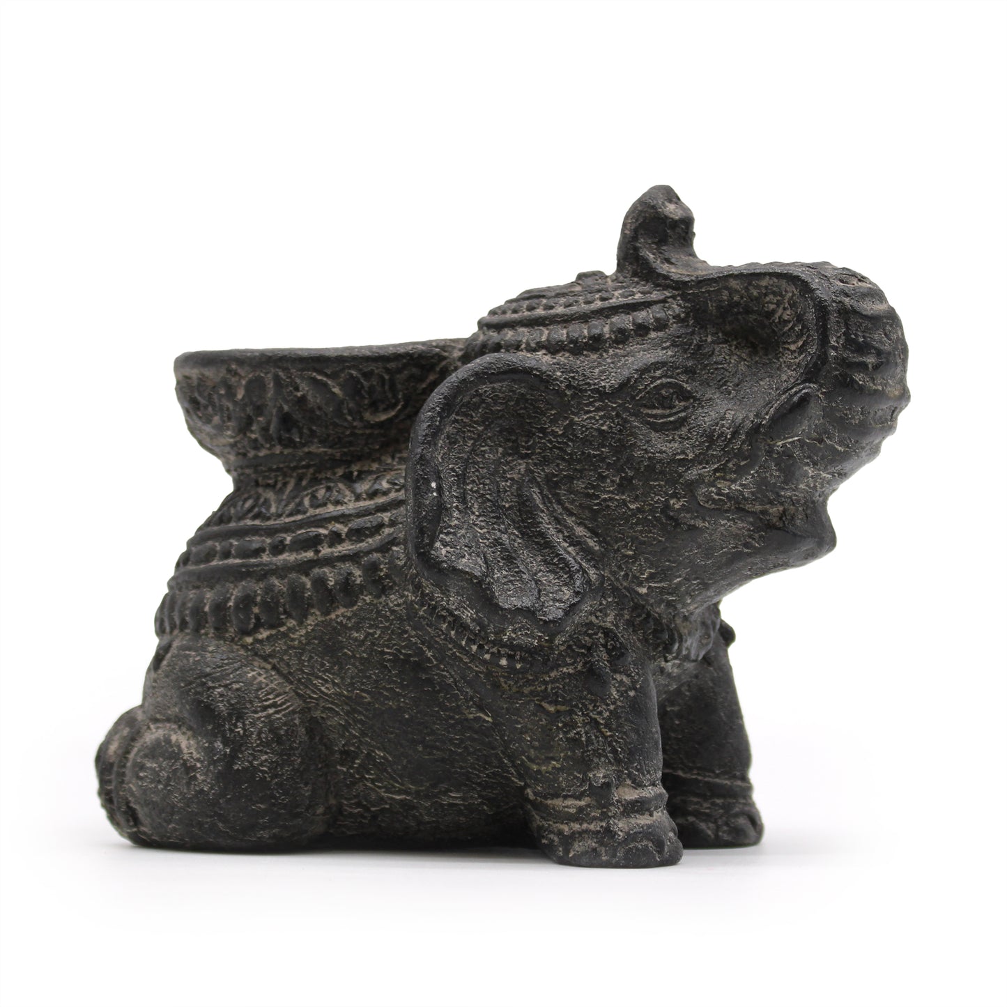 Elephant Incense & Candle Holder – Black Antique Stone