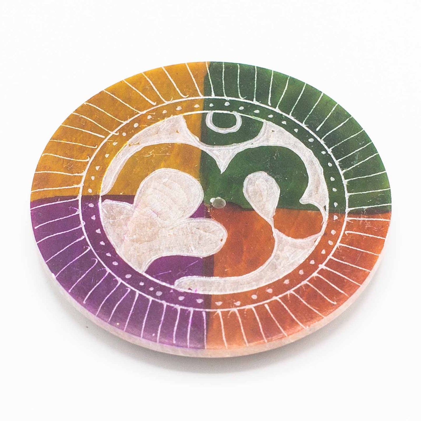 Disc Incense Holder – Om Symbol (Soapstone)