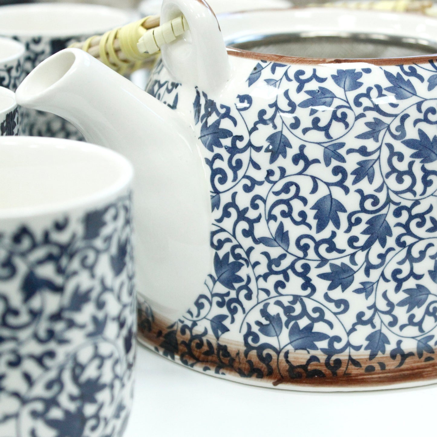 Herbal Teapot Set – Blue Pattern