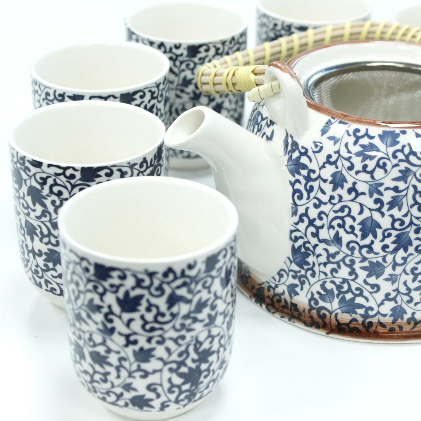 Herbal Teapot Set – Blue Pattern