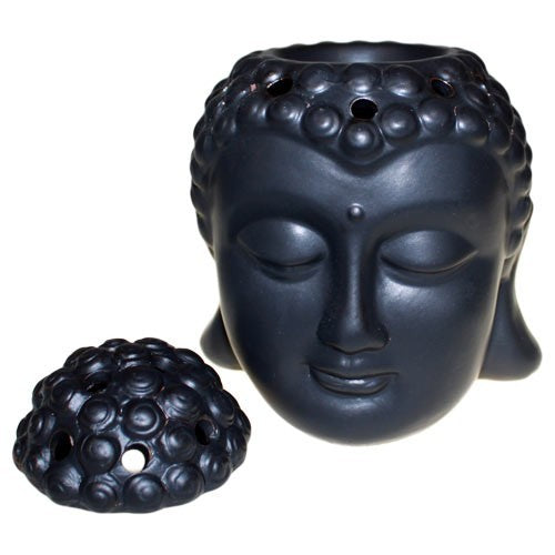 Buddha Head Oil Burner – Black Ceramic