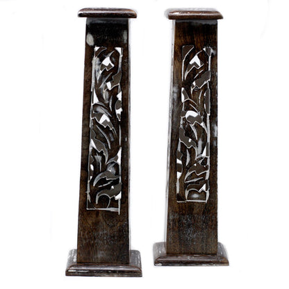 Tapered Incense Tower – Washed Design 2 (Mango Wood)