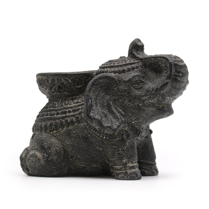 Elephant Incense &amp; Candle Holder – Black Antique Stone