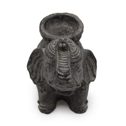 Elephant Incense &amp; Candle Holder – Black Antique Stone