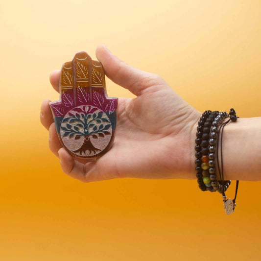 Hamsa Incense Holder – Tree of Life (Soapstone)