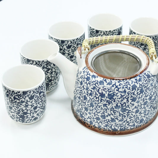 Herbal Teapot Set – Blue Pattern