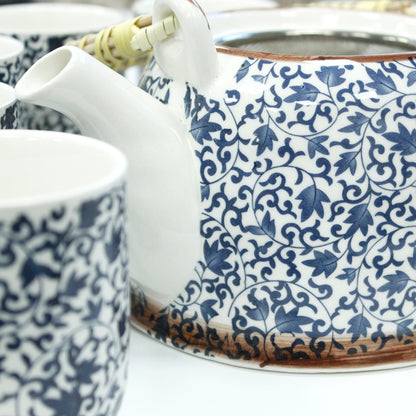 Herbal Teapot Set – Blue Pattern