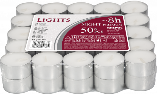 50x Unscented Tealight – 8h (Tray)