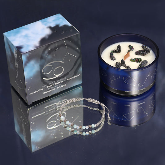 Cancer Zodiac Crystal Candle – Gemstone Bracelet + Sweet Fruity Berries