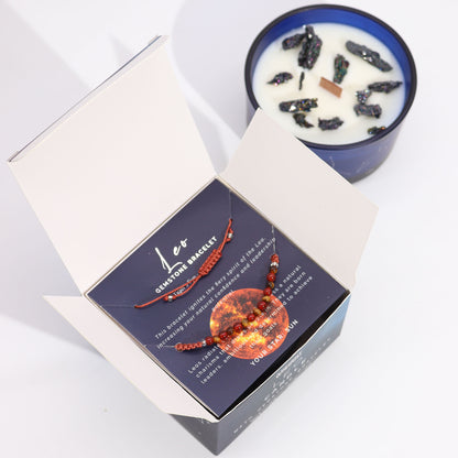 Leo Zodiac Crystal Candle – Gemstone Bracelet + Citrus &amp; Vanilla